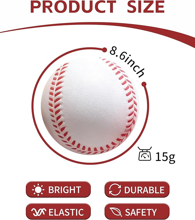 Tarutaru 20 Pack Foam Balls for Baseballs & Softballs - Soft Practice Baseballs for Hitting, Pitching, Batting Training, Indoor & Outdoor Sport Diameter 2.83in