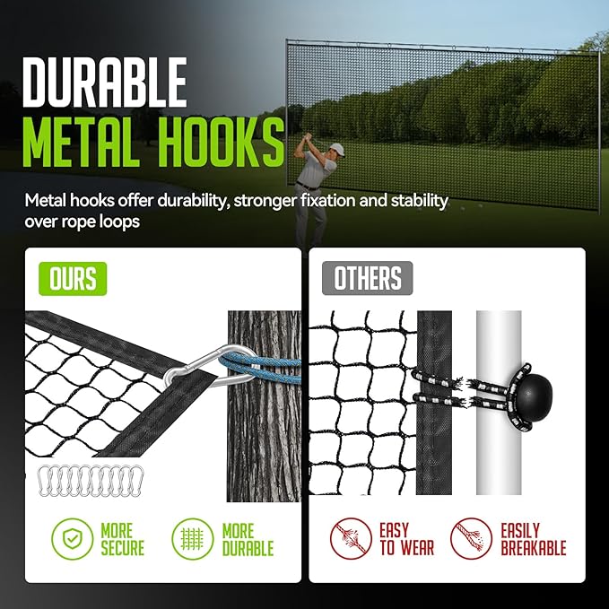 Golf Net for Backyard, 10 x 20Ft Heavy Hitting Net for Golf, Baseball, Hockey, Soccer, Durable and Portable, Double Finished Seam, Sports Net Barrier Net with Carry Bag Indoor Outdoor Use