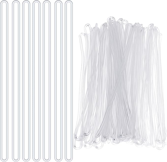60-Piece Big Travel Luggage Name Tag Worm Loops, Clear Plastic Luggage Tag Loops Straps, 6.7 inch Transparent Luggage Tag Holder for Name Tags, ID Cards & Bag Accessories