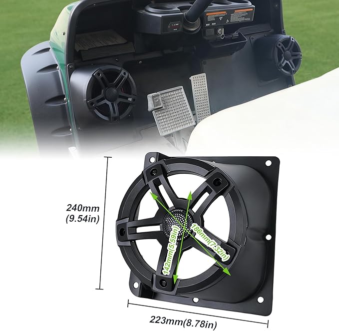 6.5" Under Dash Kick Speaker Pod Brackets for Yamaha G14 G16 G19 G20 G22 Golf Cart Accessories, Front Kick Loudspeaker Mount Support for Yamaha G14-G22 Standard Golf Cart, 6.5" Speaker Devices 2PCS