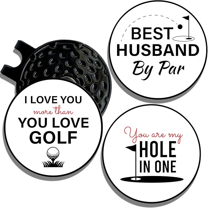 Wolf Golf Towels Golf Ball Marker Hat Clip Gift Set | Best Husband by Par or Best Boyfriend by Par | | 1 Magnetic Clip + 3 Ball Markers | Golf Accessories for Men