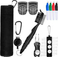 Sumind 22 Pcs Golf Accessories Kit Golf Essentials Club Cleaning Kit for Men Include Cleaning Brush Towel Marking Pen Line Marker Tee Holder with Tee Repair Divot Tool for Christmas Ideal Gift(Black)