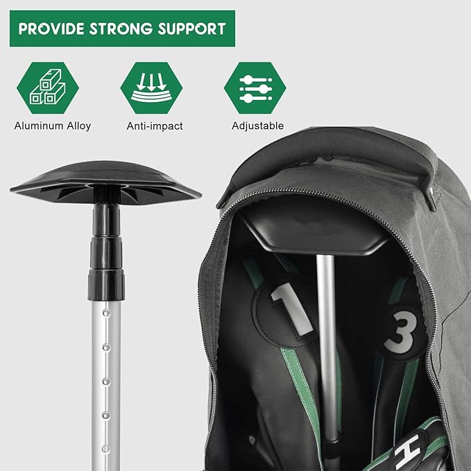 montela golf Travel Bag Support Pole, Golf Support System Adjustable Travel Golf Bag Support Rod Still Arm Golf Glub Protector for Travel Bag Golf Club Bag Accessories