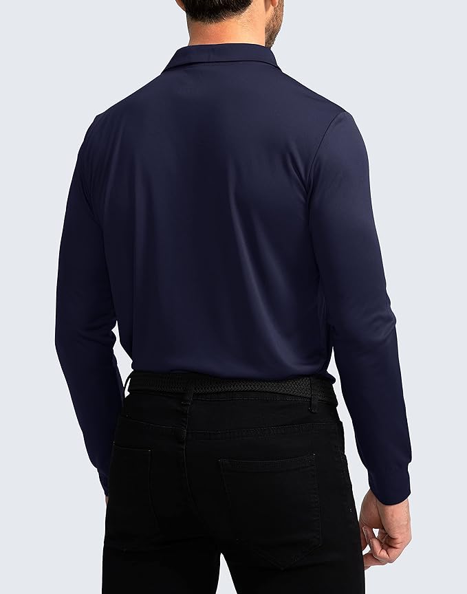 Men's Polo Shirt Long Sleeve Golf Shirts Lightweight UPF 50+ Sun Protection Cool Shirts for Men Work Fishing Outdoor