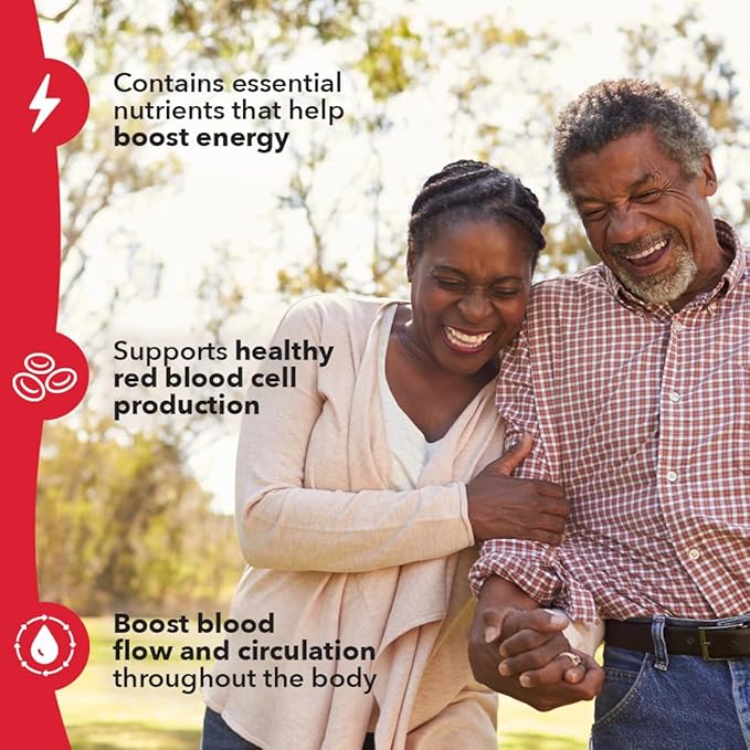 LifeSeasons Blood Nourish-R - Iron Deficiency Supplement - Supports Anemia, Fatigue, Paleness & Dizziness - No Constipation - Blood Building - Iron, Alfalfa, Raspberry & Vitamin B-12-60 Capsules