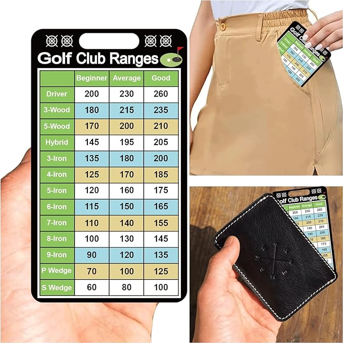 Golf Club Range Chart Card 2 x 3.5 inch Golfers Quick Reference Distance Card Golf Club Range Estimation Cheat Sheet Golfing Guide Card 10 Pcs