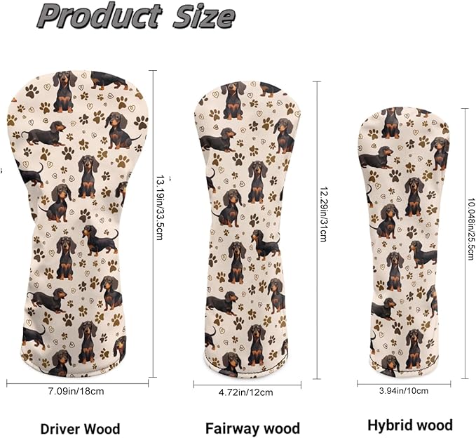 Golf Club Head Covers for Club Protective, Waterproof PU Leather Driver Fairway Wood Hybrid Head Cover
