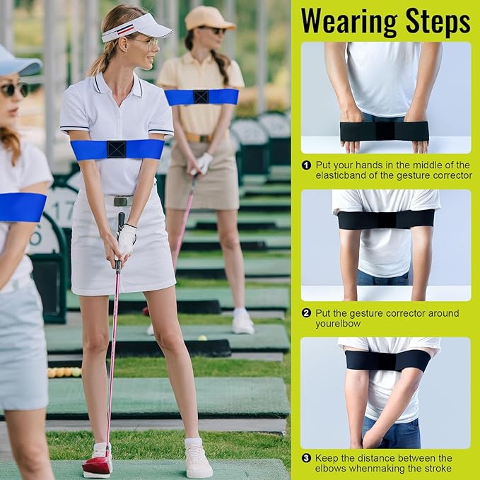 3 Pcs Golf Swing Trainer Arm Band - Body Connection Band for Consistent Swing Plane, Wrist Stability & Golf Swing, Golf Training Aid for Men (Black,Blue,White)