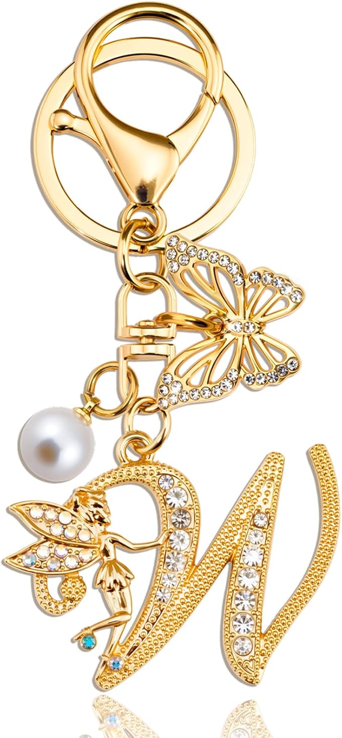 Initial Keychain Bag Charm Women Purse Charms for Handbags Accessories Charm for Wallet Butterfly Pendant for Girls