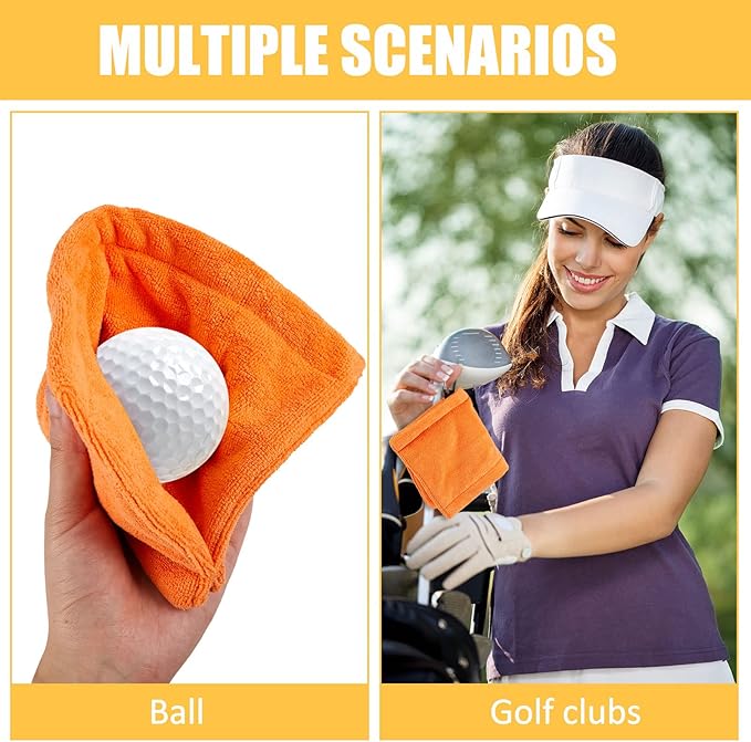 Flutesan 3 Pieces Golf Ball Towel 5.5 x 5.5 Inch, Wet and Dry Small Pocket Towel with D Clip Portable Golf Ball Cleaner Accessories for Men Women Course Exercise