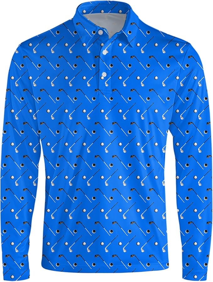 Men's Long Sleeve Golf Shirt Quick Dry 3 Button Work Fishing Outdoor Casual Collar Shirt