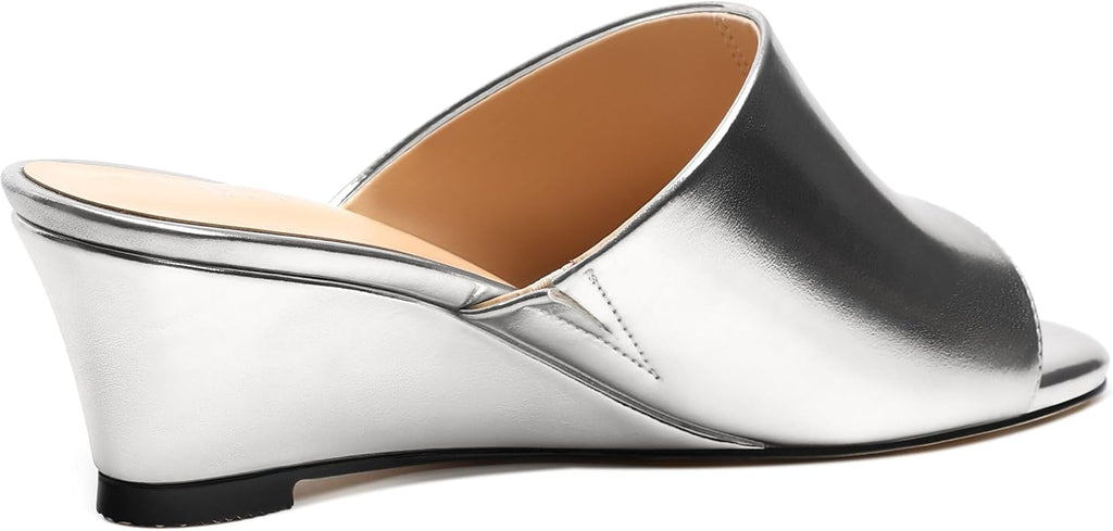 Wedge Sandals for Women Open Toe Wedge Heels Womens Matte High Heel Sandal Round Toe Heeled Wedge Sandals Slip on Casual shoes 2 inch