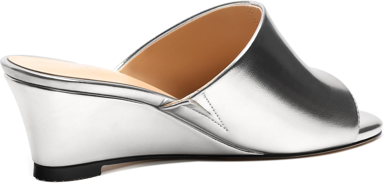 Wedge Sandals for Women Open Toe Wedge Heels Womens Matte High Heel Sandal Round Toe Heeled Wedge Sandals Slip on Casual shoes 2 inch
