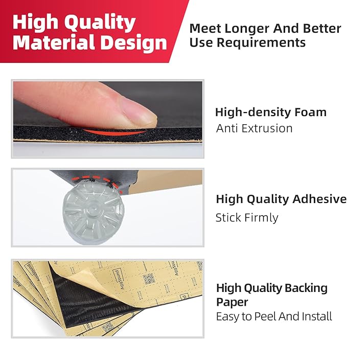 Sound Deadening Mat 157mil(4 mm) 6sqft - Closed Cell Foam Car Sound Deadening Material - Self-Adhesive Hood Insulation Heat Shield Auto Sound Dampening
