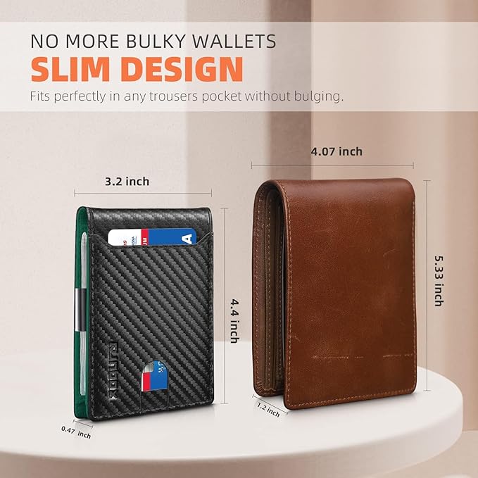 RUNBOX Money Clip Wallets for Men,Slim Leather Mens Bifold Wallet,RFID Blocking Front Pocket Wallet,Thin Credit Card Holder with Gift Box