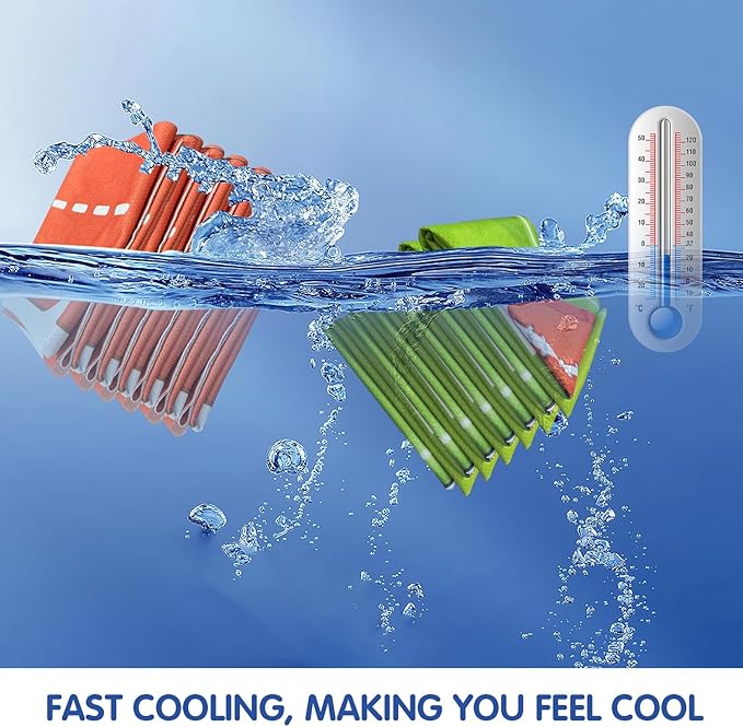 OPSO Football Cooling Towel Set, 40 x 12 inches, 12 Pack, Microfiber Sports Towels for Baseball, Soccer, Golf LCE Towel Microfiber Sports Towels for Player (Football)