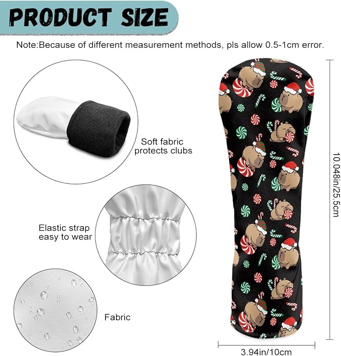 Golf Club Head Covers for Club Protective, Waterproof PU Leather Driver Fairway Wood Hybrid Head Cover