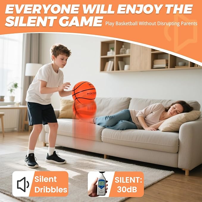Upgraded 580g Weighted Silent Basketball, High-Density Quiet Indoor Training Ball with Gift Box, Real Bounce Soft Material, Ideal for Home & Apartment Dribbling Practice