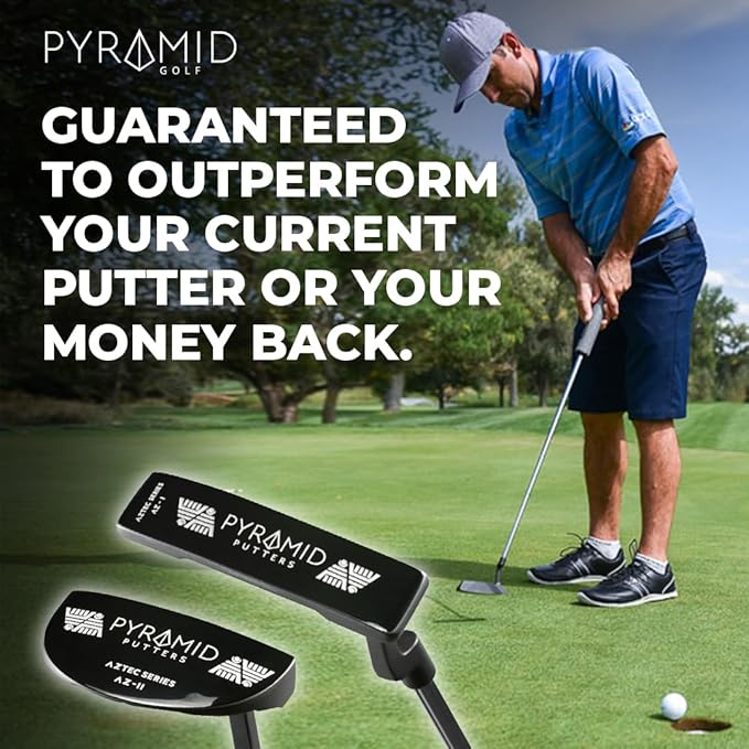 Pyramid Golf Putter for Improved Accuracy & Consistency – Gear Effect Grooves, High MOI, Precision Milled Face, Soft Feel Grip, Forgiveness on Mishits, Free Head Cover, Ideal for Inconsistent Stroke