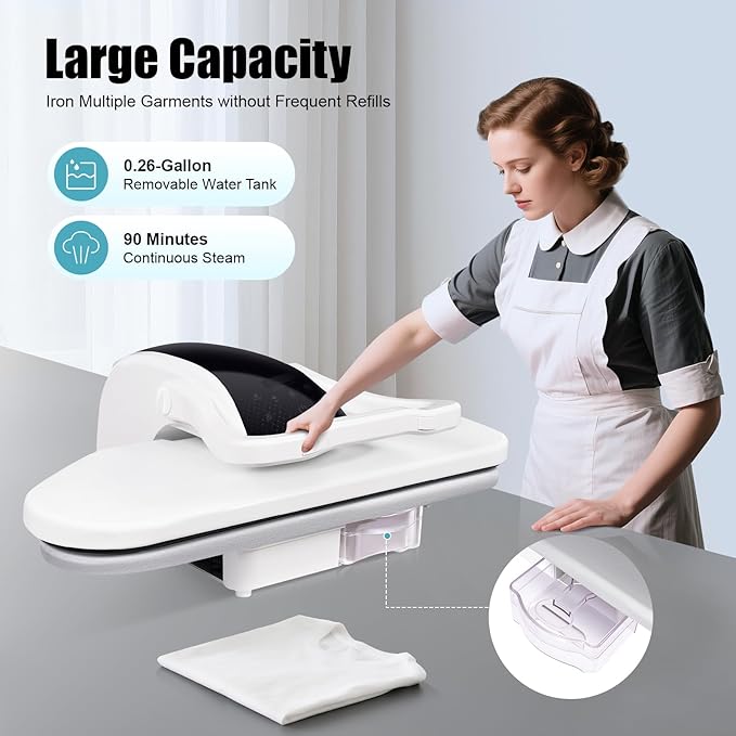 Intelligent Steam Press, 1600W Professional Iron Press Machine, Large Capacity Ironing Pressing Equipment with 5 Fabric Settings&Touch Screen, 35.8" Large Ironing Area for Home/Clothing Shop