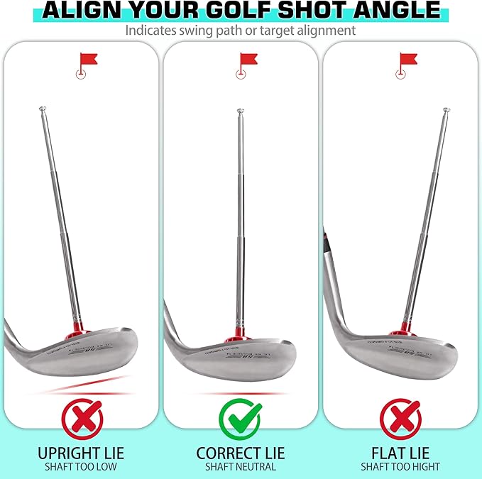 Golf Alignment Rods, 7 Length Adjustments - Golf Alignment Stick Corrector Lie Angle Tool, Golf Swing Training Aids Aiming Stick - Golf Club Face Aim, Visualize and Align Your Golf Shot