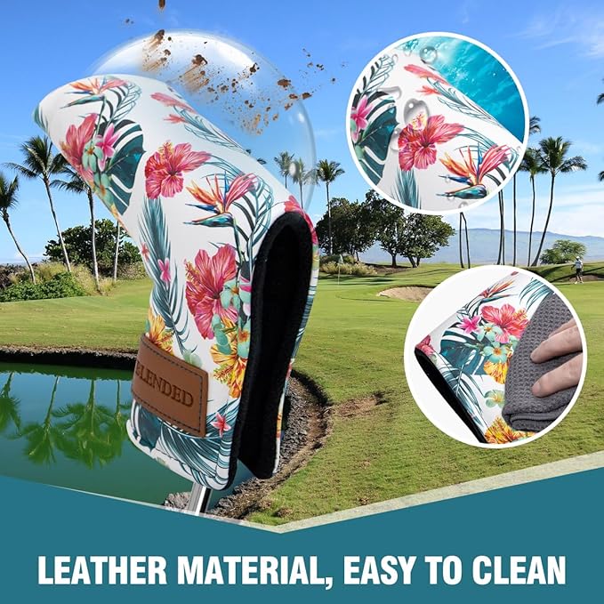 Golf Club Covers Driver Covers Fairway Wood Headcover Hybrid Cover Leather Mallet Putter Covers Blade Headcovers Golf Head Covers for Most Brand