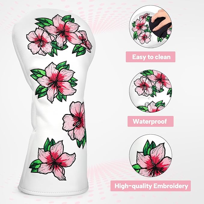 Golf Headcovers Embroidery Driver Cover Fariway Wood Headcover Hybrid Head Covers Leather Golf Club Covers for Most Brand