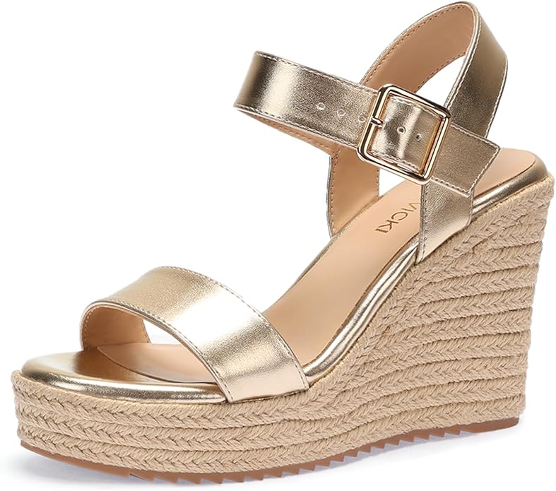 VICKI·VICKI Wedges for Women Platform Sandals Wedge Heels for Sandals Comfortable Summer Espadrille Shoes Ankle Strap&Open Toe