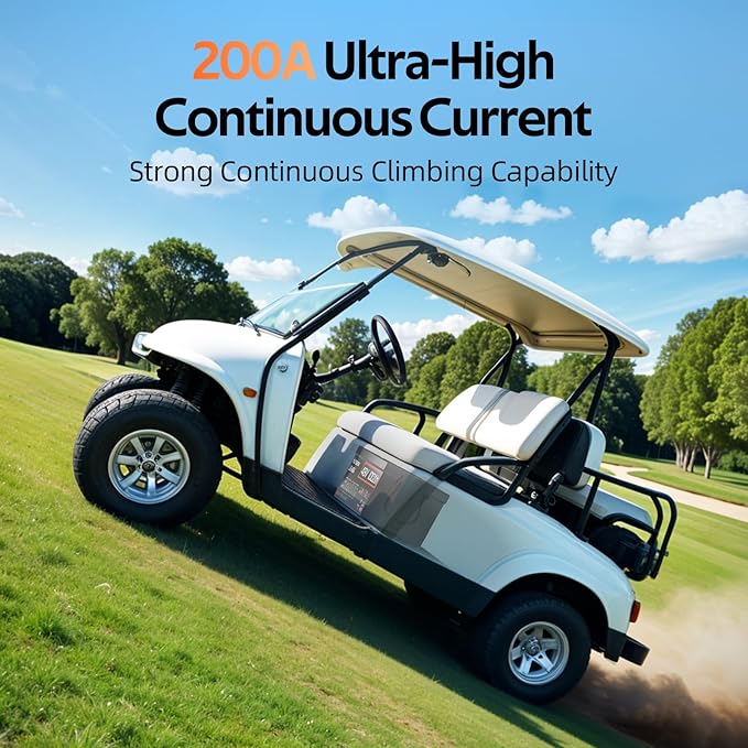 HumsiENK 48V 100Ah Golf Cart LiFePO4 Lithium Battery with Bluetooth Group 8D, 15000+ Deep Cycle Battery, Built-in 200A BMS with Low-Temp Protection Golf Cart Accessories