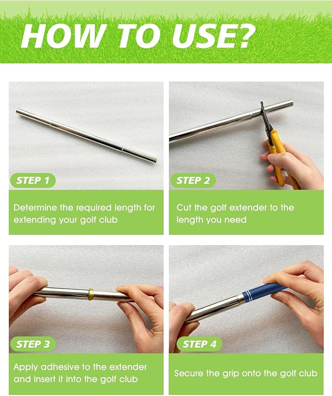 5PCS Golf Club Extensions Steel Shaft Iron Length Extension Kit Repair Replacement, Silver