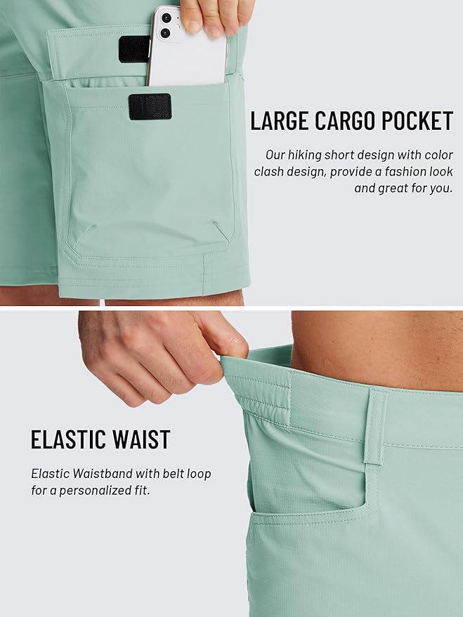 TACVASEN Men's Summer Outdoor Shorts Quick Dry Cargo Casual Work Hiking Shorts (NO Belt)