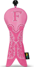 mytag Pink Golf Club Head Covers, Western Cowboy Retro Golf Headcovers with Patch & Embroidery Driver Fairway Wood Hybrids/Rescue Covers