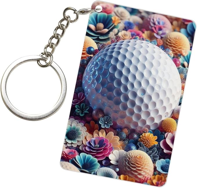 Golf Keychains Rectangular Acrylic Keychain Daily Key Ring Car Key Fob Holder 2X3 Inch