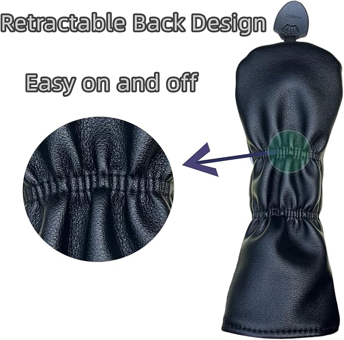 Set Golf Club Covers or 1pc Black Driver Headcover 3 5 Wood Headcover Hybrid Headcover Skull Heads Embroidery, PU Leather Golf Head Covers for Woods and Driver, Golf Accessories for Men
