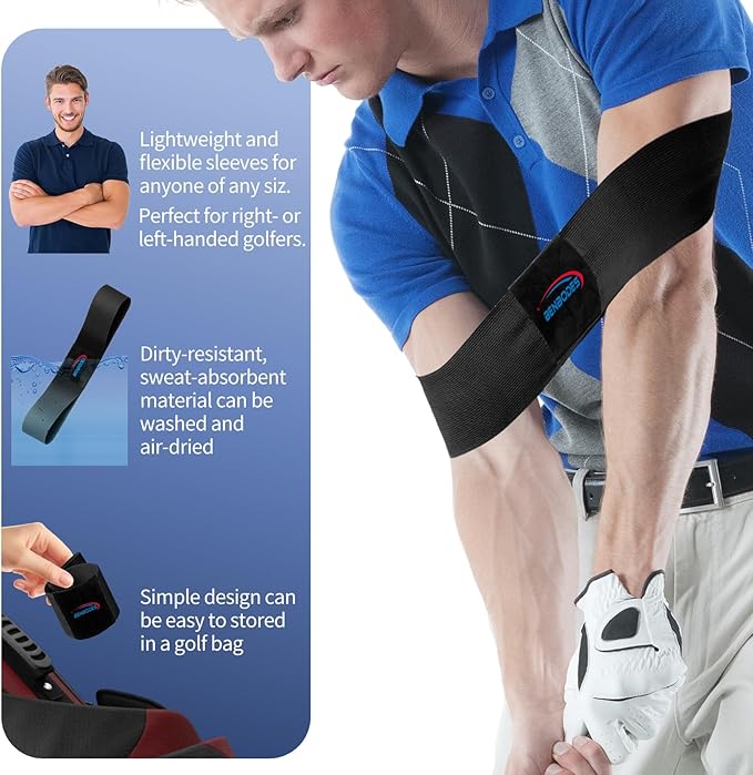 Golf Swing Training Aid - Muscle Memory & Connection Swing Corrector for Golfers, Arm & Elbow Posture Trainer for Right/Left Handed Beginners, Golf Trainer Arm Band for Indoor/Outdoor Club Practice