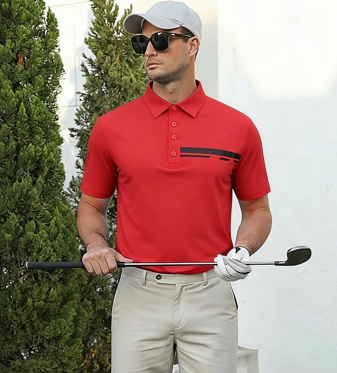 Alex Vando Mens Golf Shirt Moisture Wicking Performance & Polished Style Polo Shirts for Men