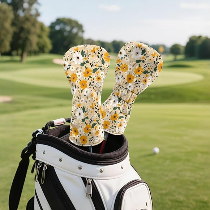 Golf Club Head Covers for Club Protective, Waterproof PU Leather Driver Fairway Wood Hybrid Head Cover