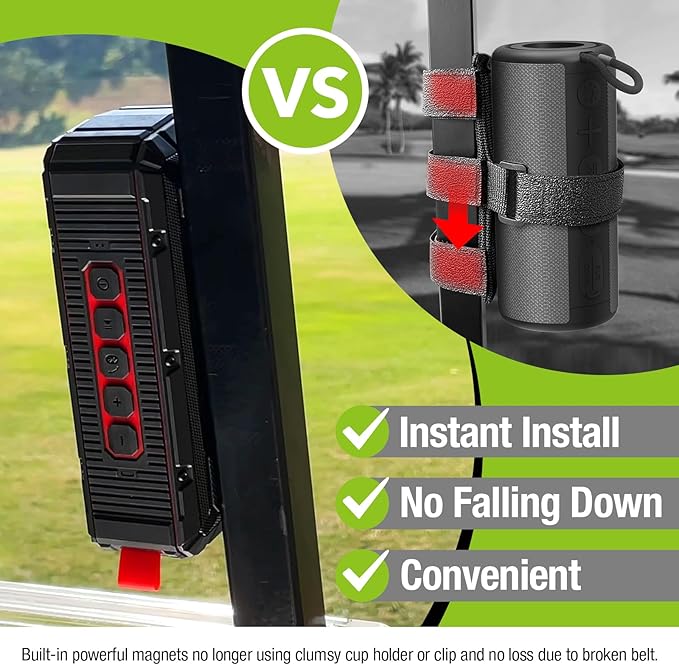 Pro Portable Magnetic Bluetooth Speaker - Wireless Waterproof IPX6/Shockproof - 3rd Gen Magnetic Speaker for Golf Cart - 24 Hr Playtime - TWS & SD Card Function + Case