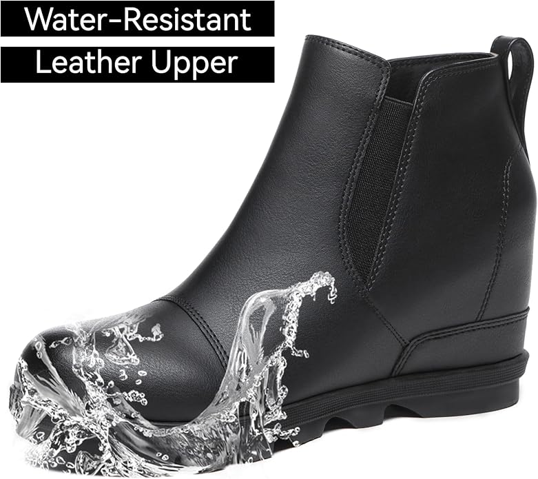 Athlefit Women's Wedge Ankle Boots Comfortable Slip On Wedge Booties