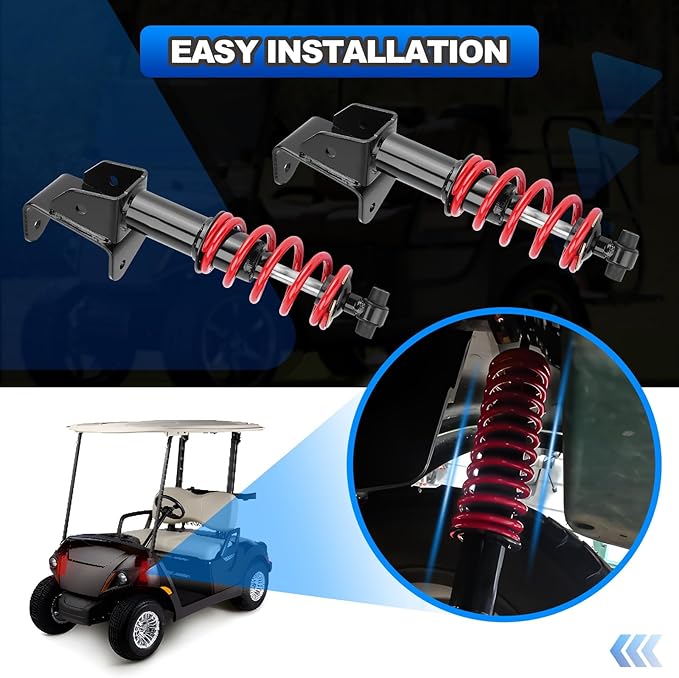 Front Golf Cart Shock Absorbers Heavy Duty with Springs Compatible with 2007-2016 Yamaha Drive G29 Gas & Electric Golf Carts Passenger and Driver Side Replace# JW2-F3390-00-00 JW2-F3350-00（RED）