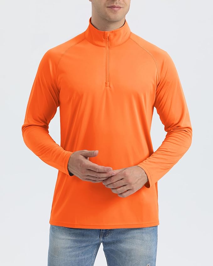 Boladeci Men's UPF 50+ Sun Shirts 1/4 Zip Long Sleeve SPF UV Protection Lightweight Quick Dry Quarter Zip Golf Shirts
