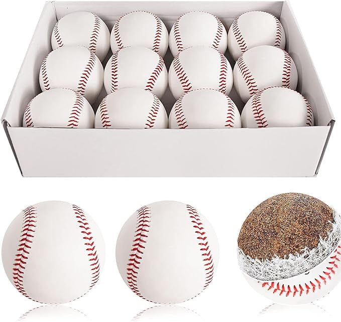 GKK Baseball 12 Pack Balls Training Baseballs 9 inch TeeBall Safety Baseballs for Youth/Adult Baseball Soft Toss, Batting, Fielding, Hitting, Pitching, Practice(One Dozen)