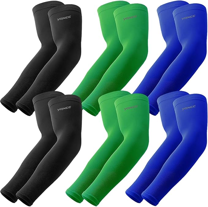 YQXCC 4 Pairs Arm Sleeves, Cooling UV Sun Protection Sports Compression Sleeves for Men Women, Golf Basketball Arm Sleeves