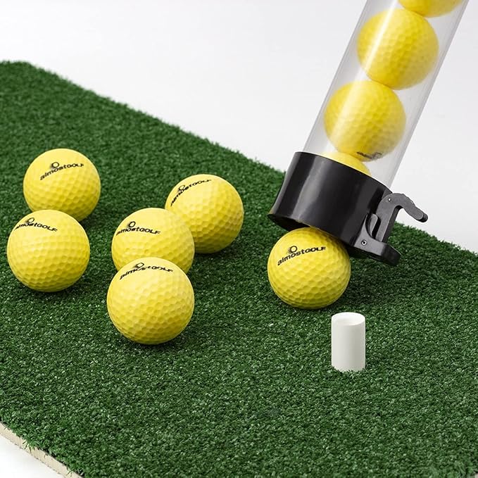 ALMOSTGOLF Practice Stick - Shag Tube with Ball Release, 24 Limited Flight Practice Golf Balls Included - Made in USA