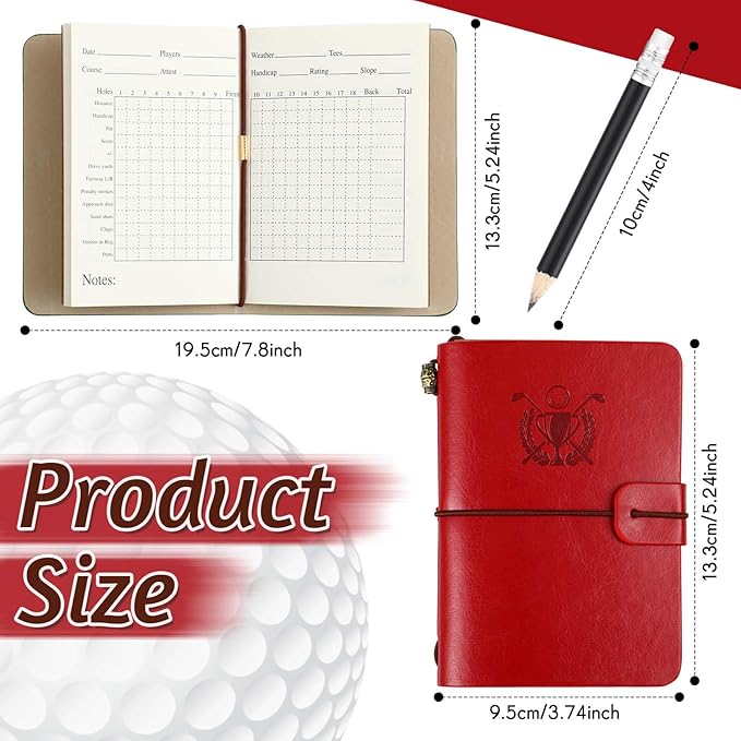 Yexiya Golf Scorecard Book with Pencil Leather Golf Journal Scorecard Holder Accessories Notebook Log Book Pocket Scorebook Gifts for Men Golfers, Sports and Outdoor Club Accessories