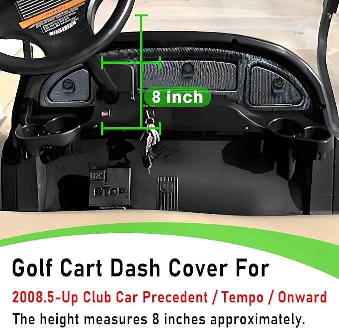 Golf Cart Dash Kit with Locks and Keys for 2008.5-Up Club Car Precedent Tempo Onward Golf Cart, Carbon Fiber Printing Precedent Dash Cover
