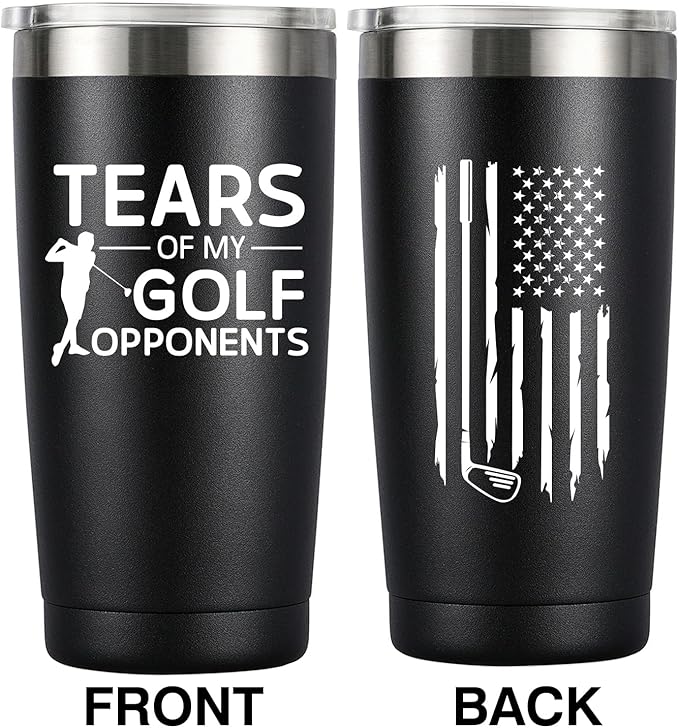 Golf Gifts for Men Dad, Grandpa, Uncle, Him. Husband - Valentines Day Golf Lover Unique Coffee Cup - Fathers Day Gift- 20oz Stainless Steel Double Wall Insulated Golfer Tumbler