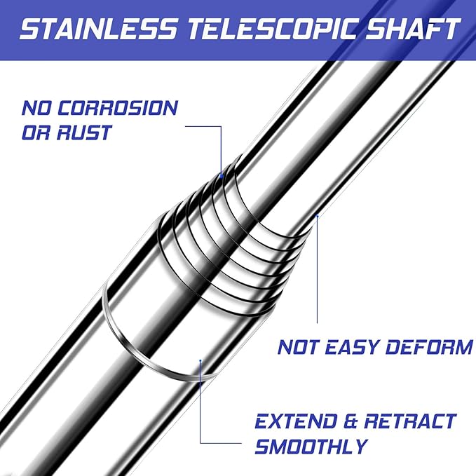 Golf Ball Retriever Telescopic 9FT – Stainless Steel Shaft, Unbreakable Nylon Head Retriever for Water, Golf Accessories & Ideal Gift for Men