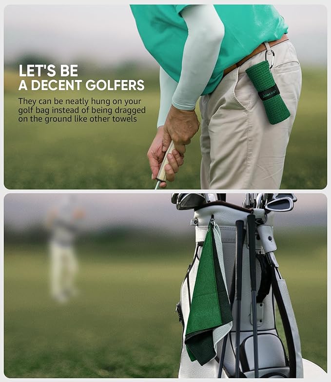 Pro Golf Towel Microfiber Golf Towel for Golf Bags (16" X 16") with Hook, Loop Fastener and Gift Box, Essentials Golf Accessories for Men, Golf Gifts for Men/Women