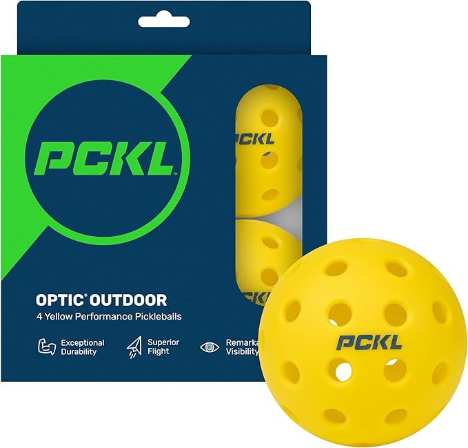 PCKL Optic Speed Pickleball Balls | Choose Indoor or Outdoor Pickleballs | USAPA Tournament Aproved | 4 Pack Crack-Resistant